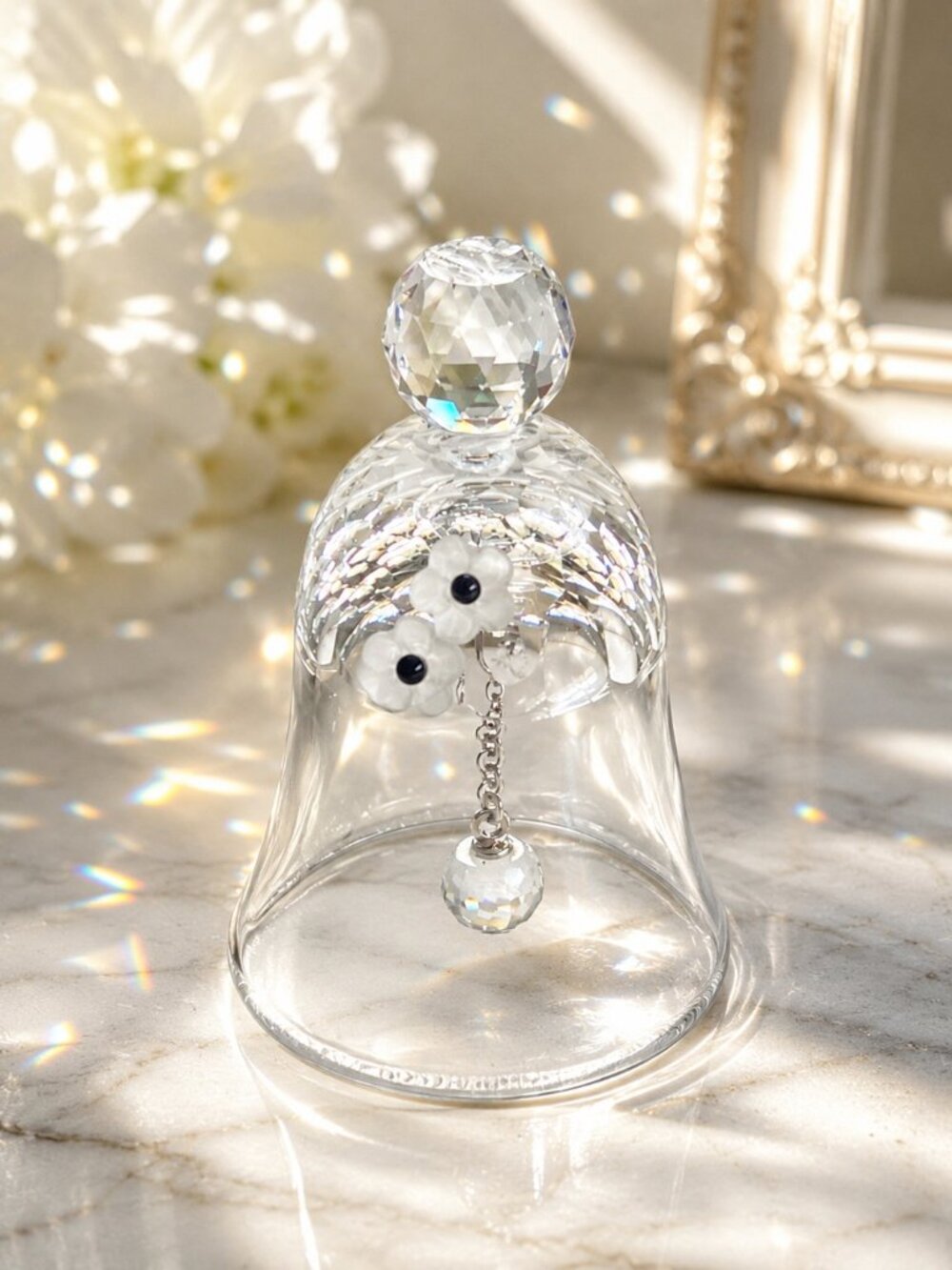 Swarovski Exquisite Accents Crystal Dinner Bell Floral Chime Retired 1999